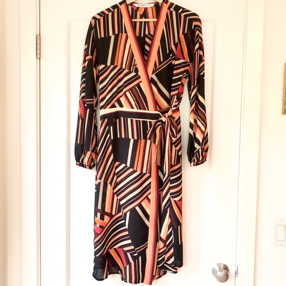 Zara geometric wrap dress